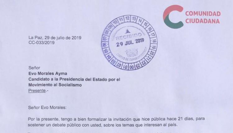 Mesa pide por carta a Evo para debatir sobre programas de Gobierno