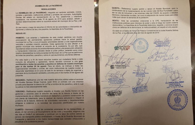 Asamblea de la Paceñidad resuelve marchar el martes y respalda el paro del miércoles por el 21F