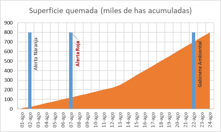 En agosto Morales privilegió actividades políticas y tardó tres semanas en atender los incendios