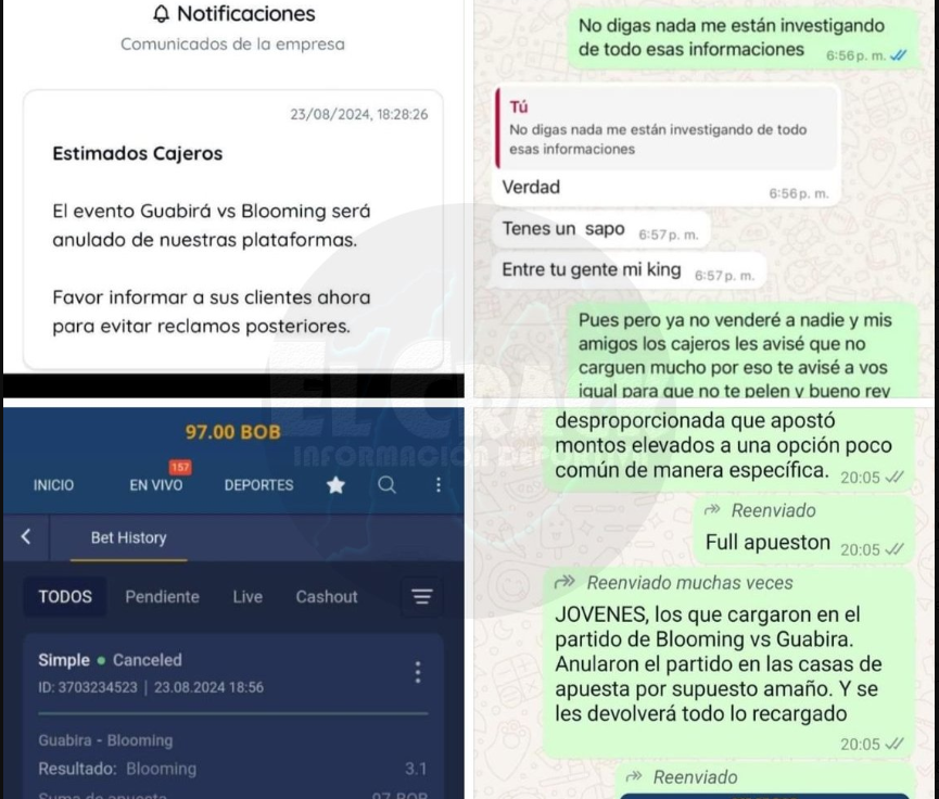 El partido Guabirá vs. Blooming levanta sospechas en casas de apuestas