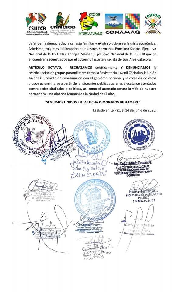 Evistas determinan “pausa humanitaria” en los bloqueos y declaran duelo nacional