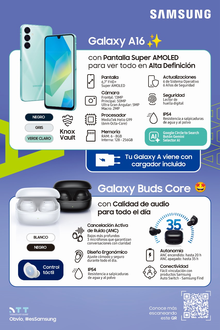 Samsung presenta “el elular que querÍA, con el combo que querÍA”: Galaxy A16 con Buds Core para una experiencia Galaxy AI