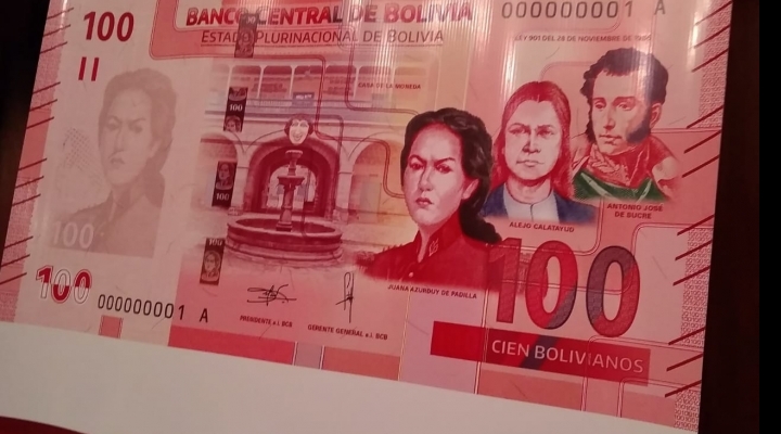 Juana Azurduy, Antonio José de Sucre y Alejo Calatayud son parte del nuevo billete de Bs 100
