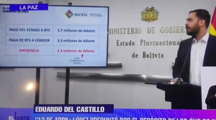 Gobierno acusa a Áñez de "robar al Estado $us2.3 MM, junto a Murillo y López" con la compra de gases antimotines