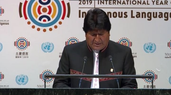 Evo saluda en aymara y quechua en la ONU y quiere preservar la vida de pueblos indígenas