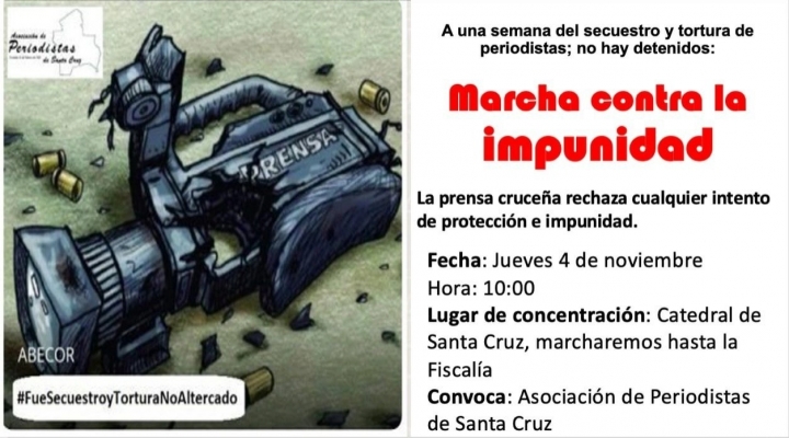 Periodistas marchan este jueves por impunidad en secuestro en Guarayos