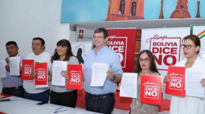 Grupo disidente del FRI y seis plataformas de Santa Cruz se alían con Bolivia Dice No de Ortiz