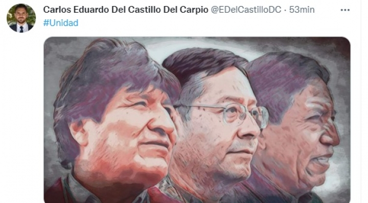 Del Castillo no se da por aludido ante duras críticas de Evo y postea "unidad" 