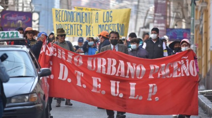 Magisterio Urbano cercó la Felcc exigiendo la liberación de sus dirigentes