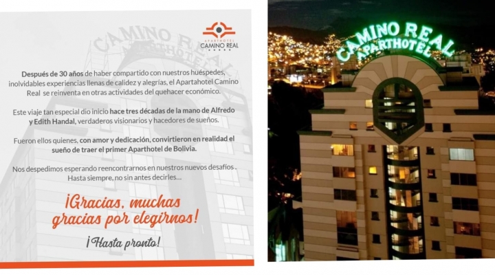 Después de 30 años, Aparthotel Camino Real cierra sus puertas en La Paz