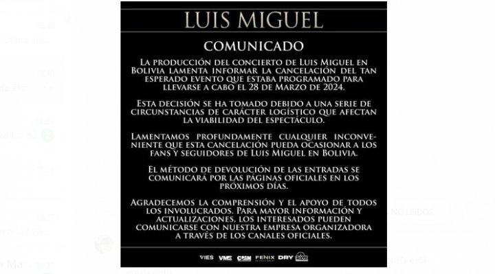 Gobierno: se devolverá el costo de las más de 9 mil entradas para el concierto de Luis Miguel