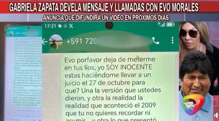 Gabriela Zapata a Evo Morales: “Evo, por favor, deja de meterme en tus líos. Yo soy inocente"