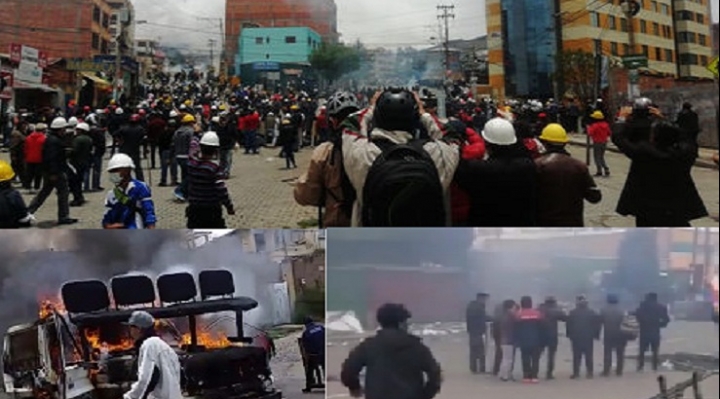 Grupos de "vándalosidentificados como del MAS causan destrozos en La Paz y El Alto