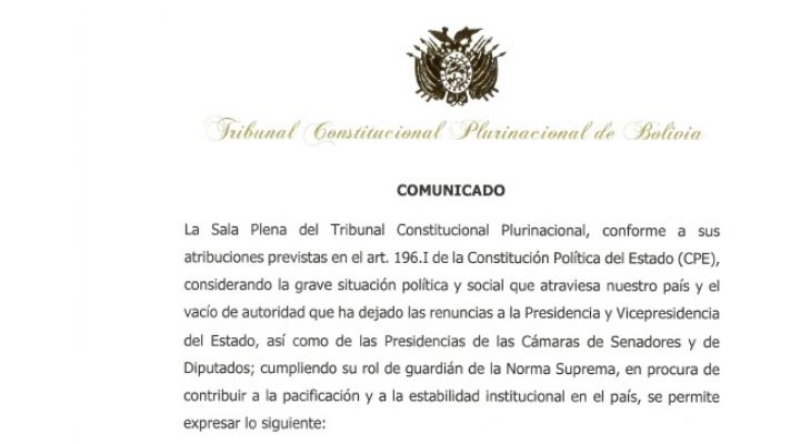 La sucesión presidencial es respaldada por el Tribunal Constitucional