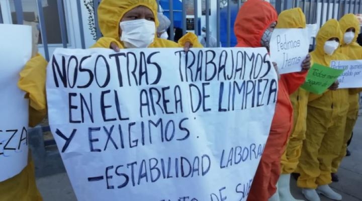 Trabajadores del hospital Salomon Klein de Sacaba protestan por ítems y mejores condiciones