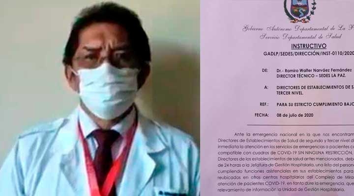 SIRMES de La Paz rechaza instructivo del SEDES sobre atención a pacientes con síntomas de COVID-19