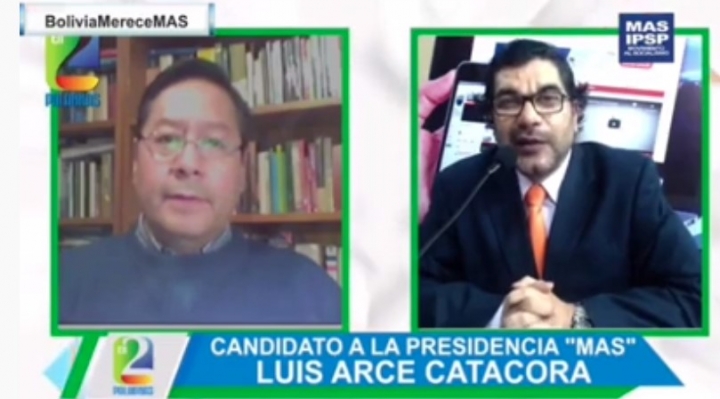 Luis Arce comentó en TV encuestas de su partido, sus adversarios piden la cancelación de su candidatura
