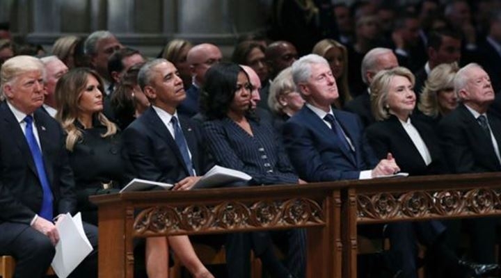 Funeral de George H. W. Bush: las tensiones detrás de la histórica foto de cuatro presidentes de EEUU juntos (y otros momentos destacados)