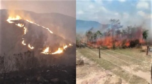 Incendio en Samaipata a un paso del sitio arqueológico declarado Patrimonio Cultural de la Humanidad