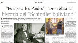 El Mercurio de Santiago resaltó el libro Escape a los Andes, de Peñaranda y Brockmann