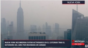 La enorme nube de humo que obligó a Nueva York a cancelar las actividades al aire libre 