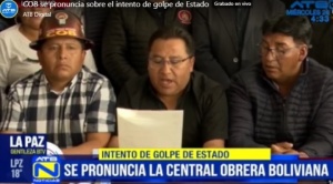 La COB declara huelga general indefinida  y convoca a las organizaciones a venir a La Paz