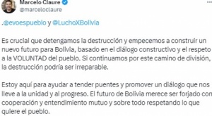 Claure se ofrece como puente para diálogo y etiqueta en su mensaje a Arce y a Morales 1