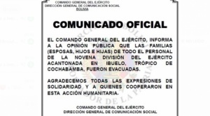 Comando General del Ejército confirma evacuación de familias de militares de la Novena División 1