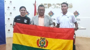 Sandoval y Ninavia reciben la bandera que Bolivia defenderá en los Bolivarianos 1