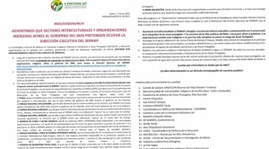 Contiocap señala que interculturales y organizaciones afines al Gobierno quieren tomar el Sernap 1