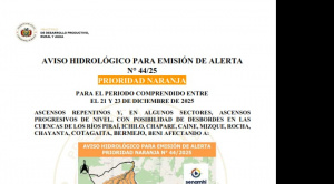 Senamhi emite alerta naranja en seis regiones del país por riesgo de desbordes de ríos